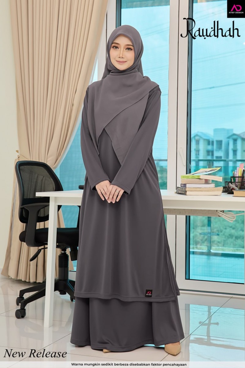 SUIT RAUDHAH SEPASANG - KP014 DARK GREY