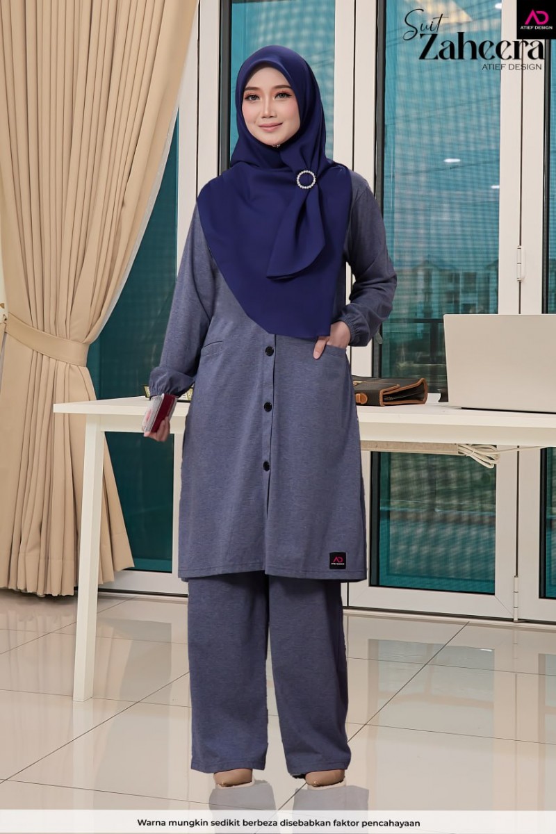 SUIT ZAHEERA UMRAH SET - KP006 TONE COLOR DARK BLUE