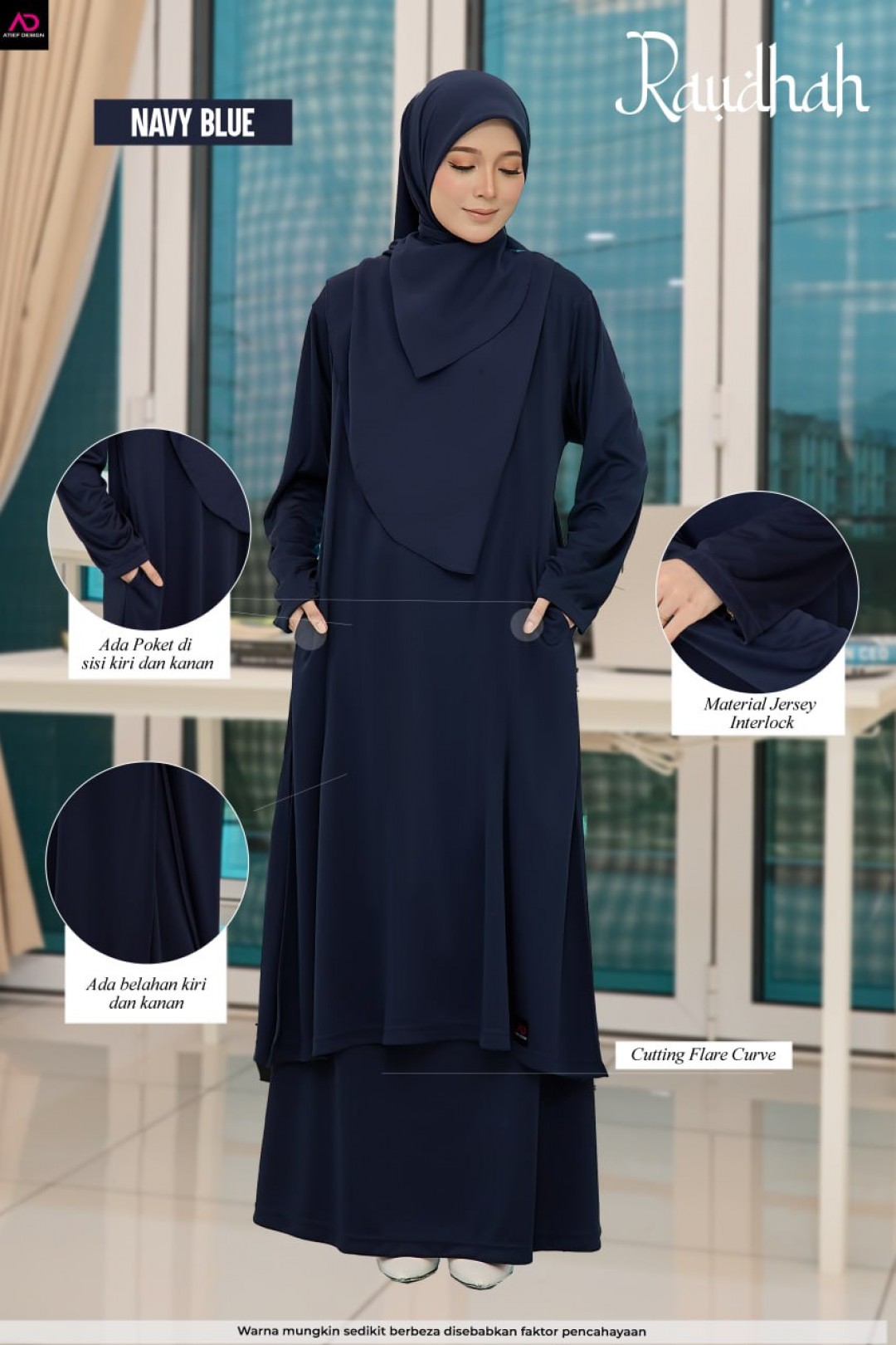 SUIT RAUDHAH SEPASANG - KP011 NAVY BLUE