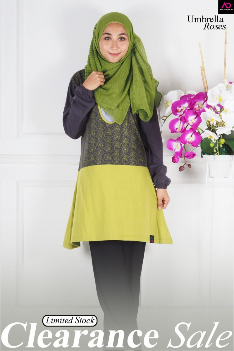ROSES COTTON (BF FRIENDLY) (3XL) - APPLE GREEN & DARK GREY
