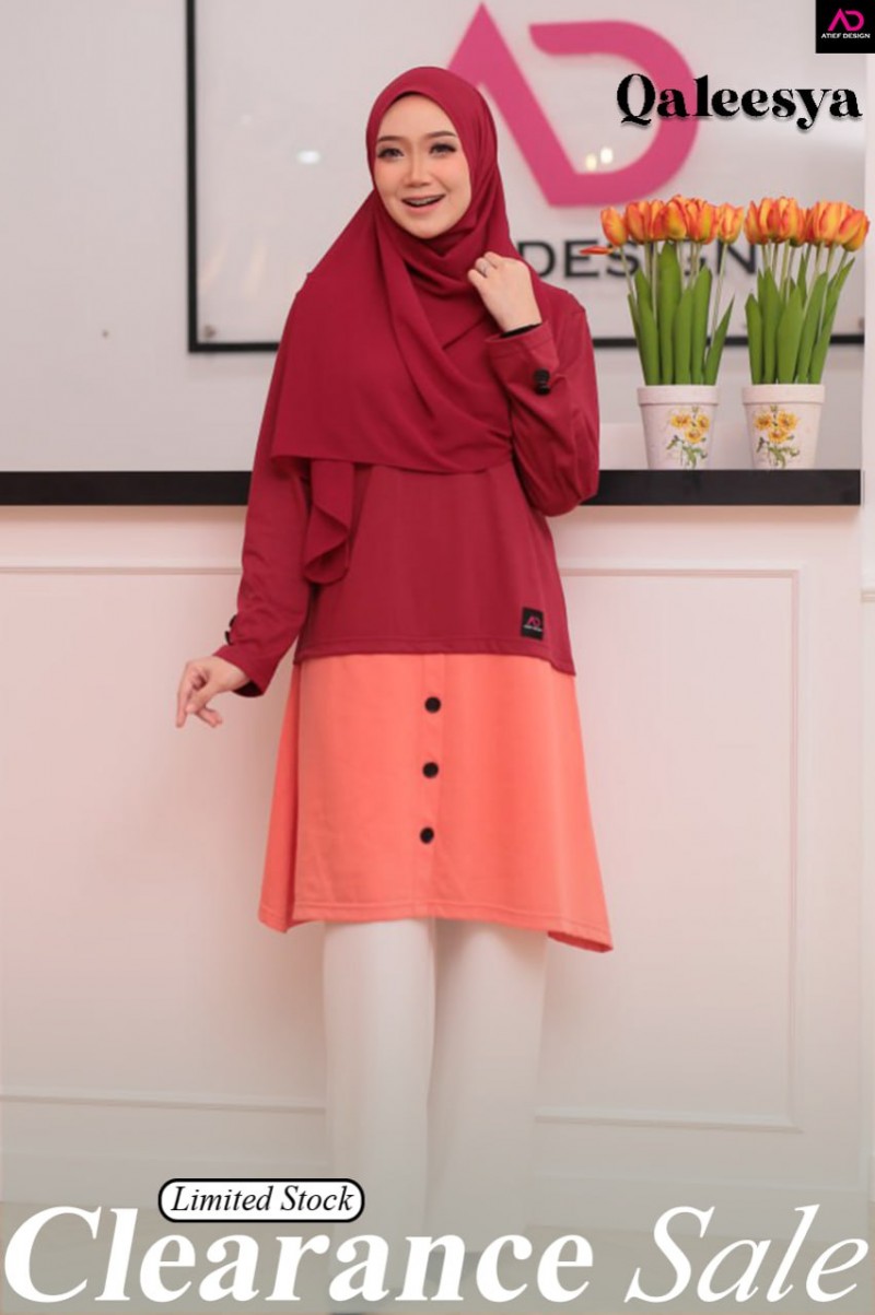 QALEESYA COTTON (3XL) - RED DUNHILL & PEACH