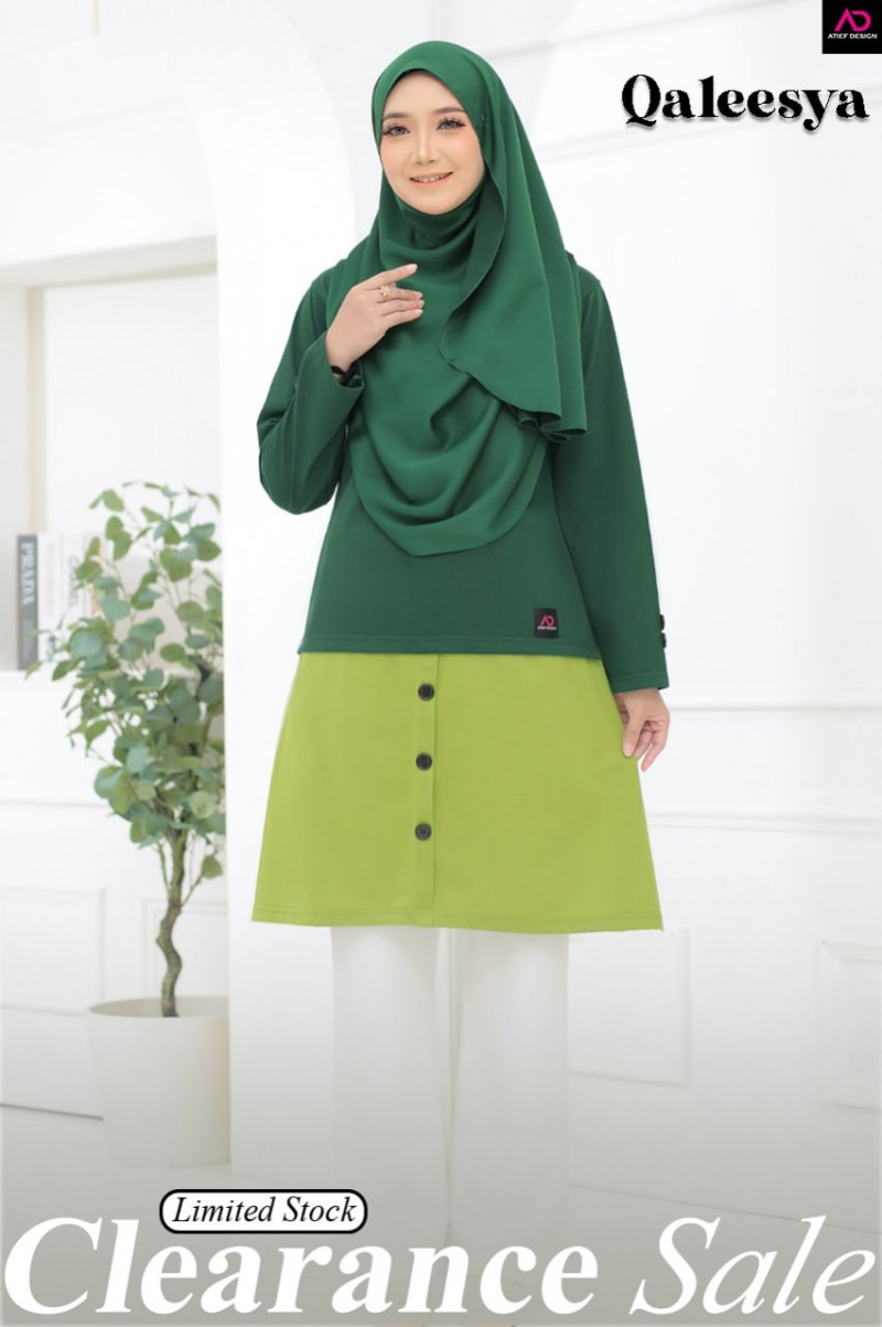 QALEESYA COTTON (XL) - EMERALD & APPLE GREEN