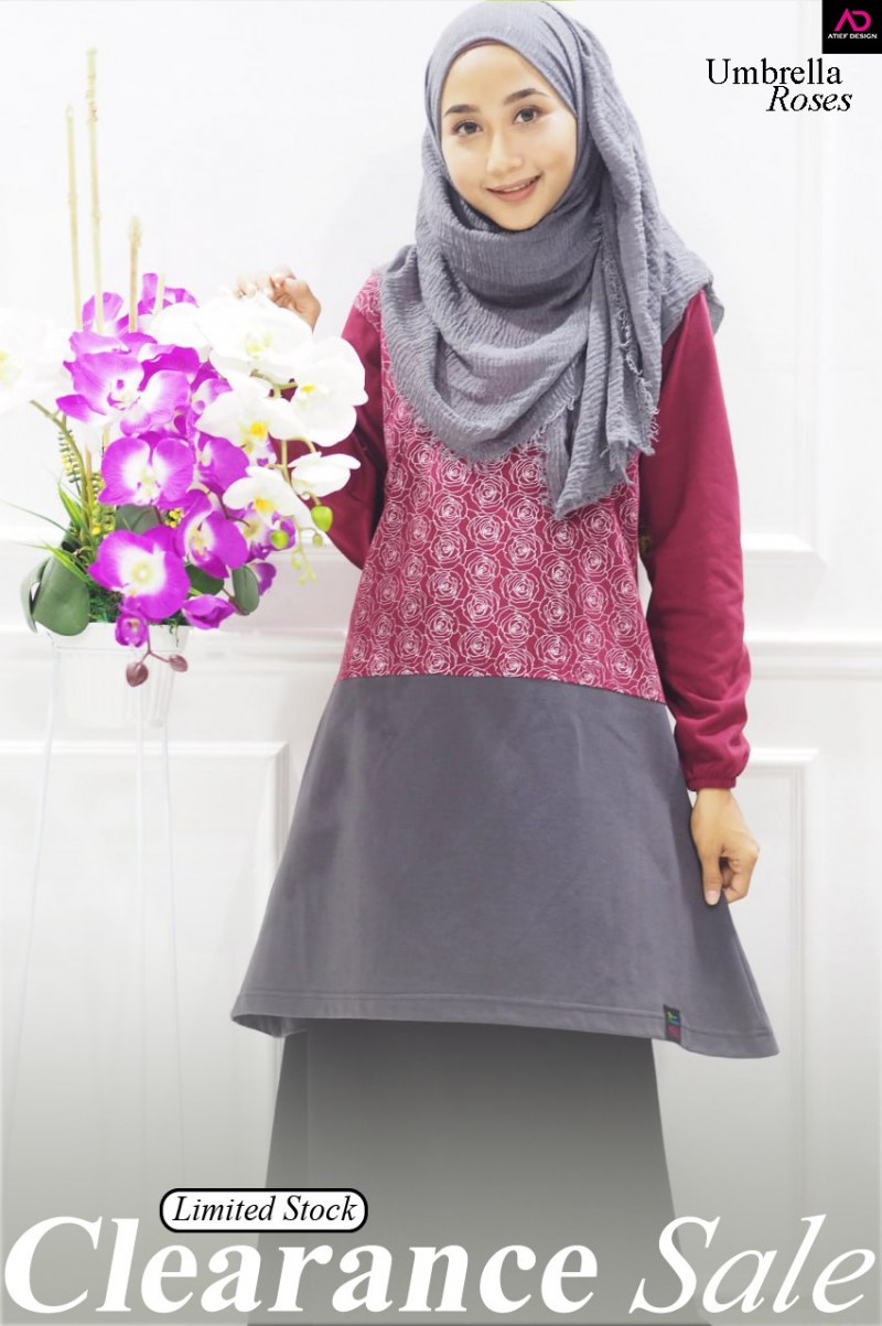 ROSES COTTON (BF FRIENDLY)  (S) - MAROON & DARK GREY