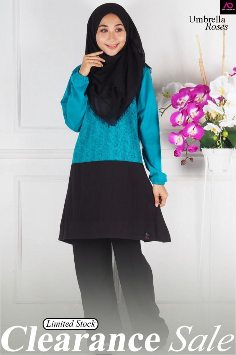 ROSES COTTON (BF FRIENDLY) (3XL) - BLACK & TURQOISE